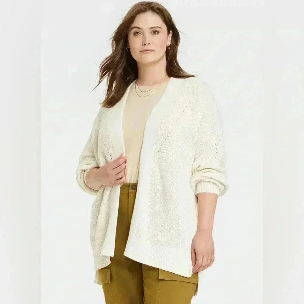 Universal Thread Women’s Open-front Cozy Knit Cardigan Color Cream Size 2X